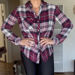 Rails Burgundy & Black Plaid Flannel Shirt